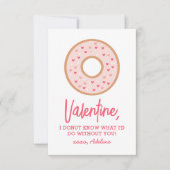 Roze Donut Kinder Valentijnsdag Notitiekaartje (Voorkant)