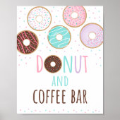 Roze Donut & Koffiebar Verjaardagsbord Poster (Voorkant)