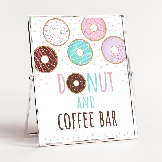 Roze Donut & Koffiebar Verjaardagsbord Poster