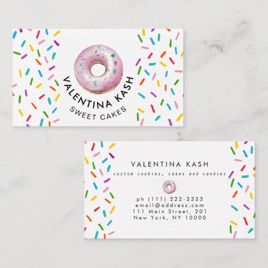 Roze Donut Logo Visitekaartje (Voorkant / Achterkant)