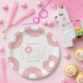 Roze Donut & Luiers Baby shower Sprinkle Papieren Bordje (Feest)
