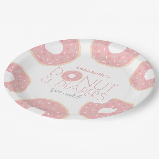 Roze Donut & Luiers Baby shower Sprinkle Papieren Bordje (Gekanteld)
