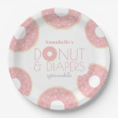 Roze Donut & Luiers Baby shower Sprinkle Papieren Bordje (Voorkant)