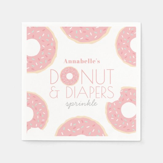 Roze Donut & Luiers Baby Sprinkle Meisje Servet (Voorkant)