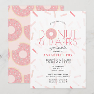 Roze Donut & Luiers Sprinkle Baby shower Kaart