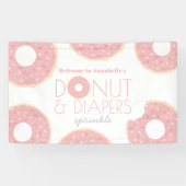 Roze Donut & Luiers Sprinkle Baby shower Spandoek (Horizontaal)