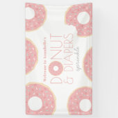 Roze Donut & Luiers Sprinkle Baby shower Spandoek (Verticaal)