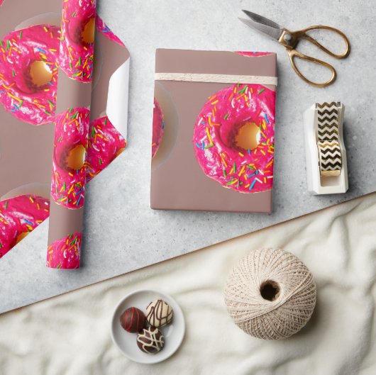 Roze Donut Matte Inpakpapier (Crafts)