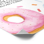 Roze Donut Meisje Eerste Verjaardag Mijlpaal teken Poster (Hoek)