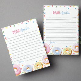 Roze Donut Meisje Tijd Capsule Nota Bericht Kaart