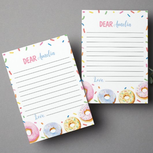 Roze Donut Meisje Tijd Capsule Nota Bericht Kaart