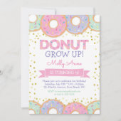 Roze Donut Meisje Verjaardagsuitnodiging Gouden Sp Kaart (Voorkant)