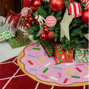 Roze donut met kleurrijke spikkels kerstboom rok