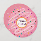 Roze Donut met prinsessen Birthday Kaart (Voorkant / Achterkant)