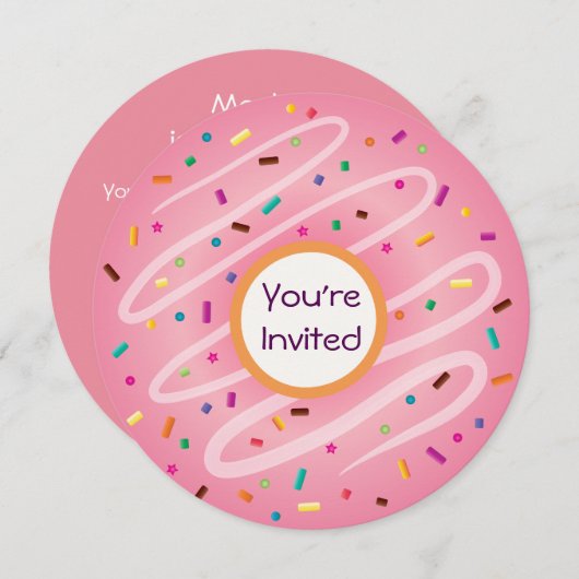 Roze Donut met prinsessen Birthday Kaart (Voorkant / Achterkant)