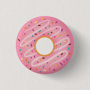 Roze Donut met regenboogspringen Ronde Button 3,2 Cm