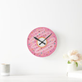 Roze Donut met regenboogspringen Ronde Klok (Huis)