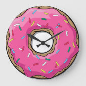 Roze Donut met springen Grote Klok (Voorkant)