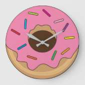 Roze Donut met springen Grote Klok (Voorkant)