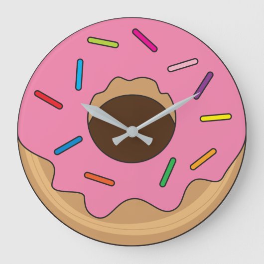 Roze Donut met springen Grote Klok (Voorkant)