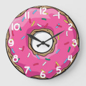 Roze Donut met springen Grote Klok (Voorkant)
