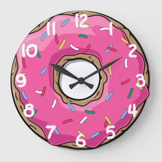 Roze Donut met springen Grote Klok (Voorkant)
