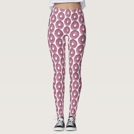 Roze donut met sprinken leggings (Voorkant)