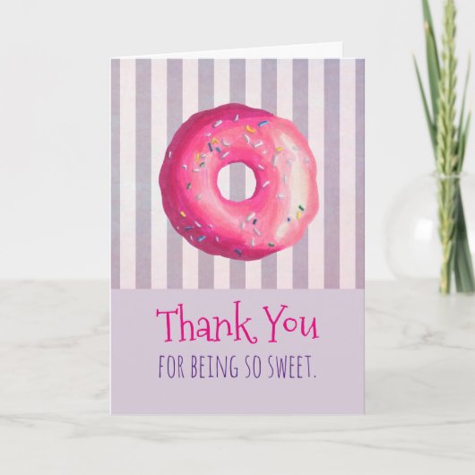 Roze donut met sprinkles Dank u Bedankkaart (Voorkant)