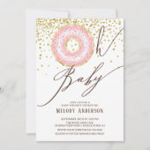 Roze Donut Oh Baby Girls Baby shower Kaart (Voorkant)