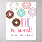 Roze Donut One is een zoet Birthday TreSign Poster (Voorkant)