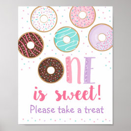 Roze Donut One is een zoet Birthday TreSign Poster