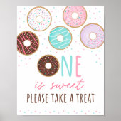 Roze Donut One is een zoet Birthday TreSign Poster (Voorkant)