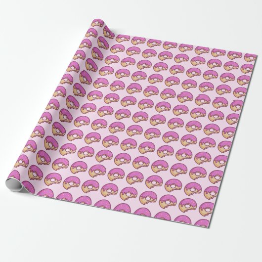Roze donut ontworpen inpakpapier (Uitgerold)