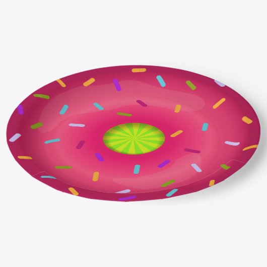 Roze donut papieren bordje (Gekanteld)