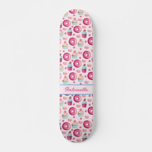 Roze Donut Pattern Persoonlijk Skateboard (Voorkant)