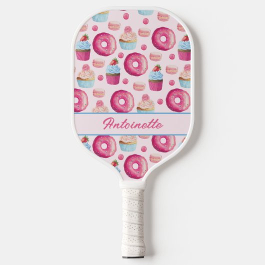 Roze Donut Pattern Pickleball Paddle (Voorkant)