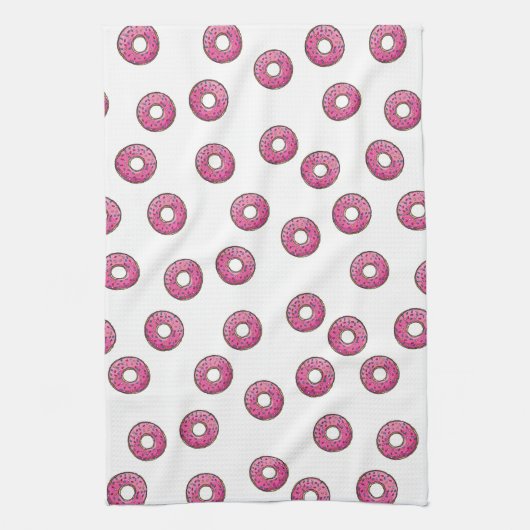 Roze Donut Pattern Theedoek (Verticaal)