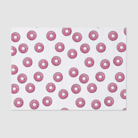 Roze Donut Pattern Tissuepapier (Voorkant)