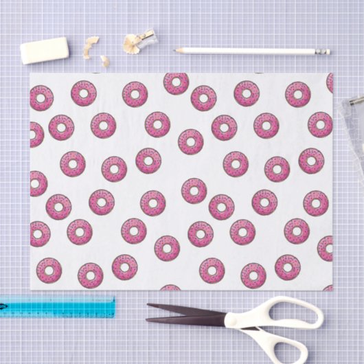 Roze Donut Pattern Tissuepapier (Craft)