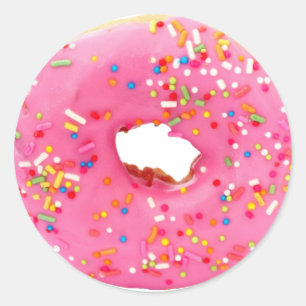 Roze donut ronde sticker