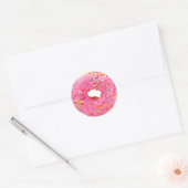 Roze donut ronde sticker (Envelop)