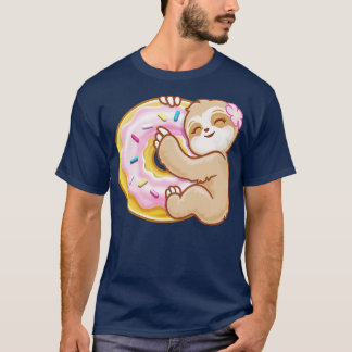 Roze Donut Schattigee luiaard T-shirt