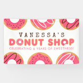 Roze Donut Shop Birthday Party Spandoek (Horizontaal)