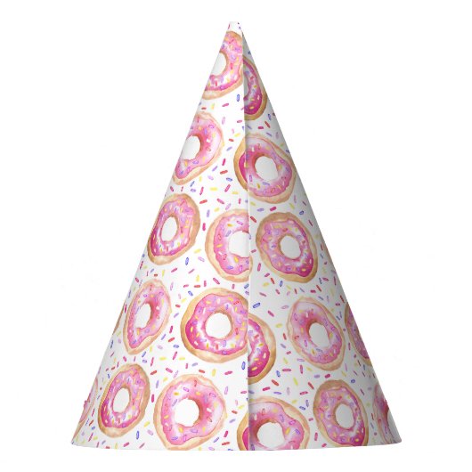 Roze Donut Sprinkle 1st Birthday Party Pet Feesthoedjes (Achterkant)