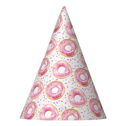 Roze Donut Sprinkle 1st Birthday Party Pet Feesthoedjes (Links)
