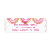 Roze Donut Sprinkle Adres Sticker Schattige Fun (Voorkant)