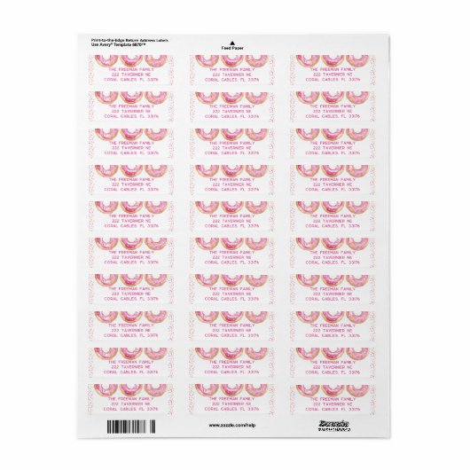 Roze Donut Sprinkle Adres Sticker Schattige Fun (Full Sheet)