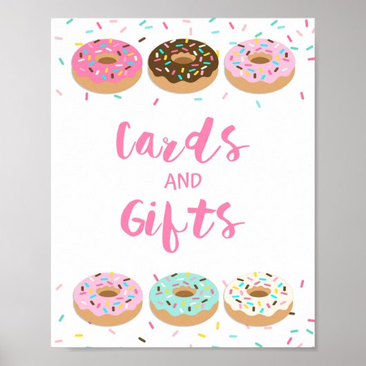 Roze Donut Sprinkle Cards & Gifts Sign Poster (Voorkant)