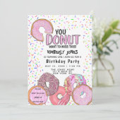 Roze Donut Sprinkle Confetti Verjaardagsfeest Kaart (Staand voorkant)