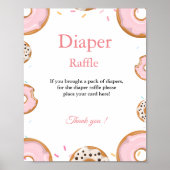 Roze Donut Sprinkle Luier Raffle Baby shower Game Poster (Voorkant)